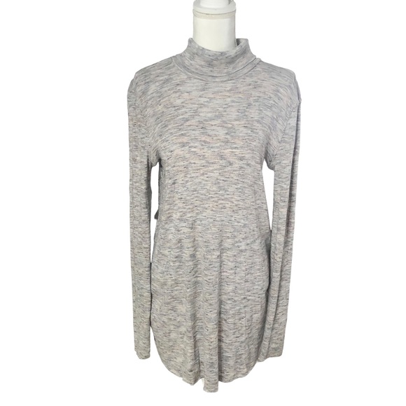 Free People We the Free Stone Cold Split Back Turtleneck Tunic Top Size M - Picture 2 of 8